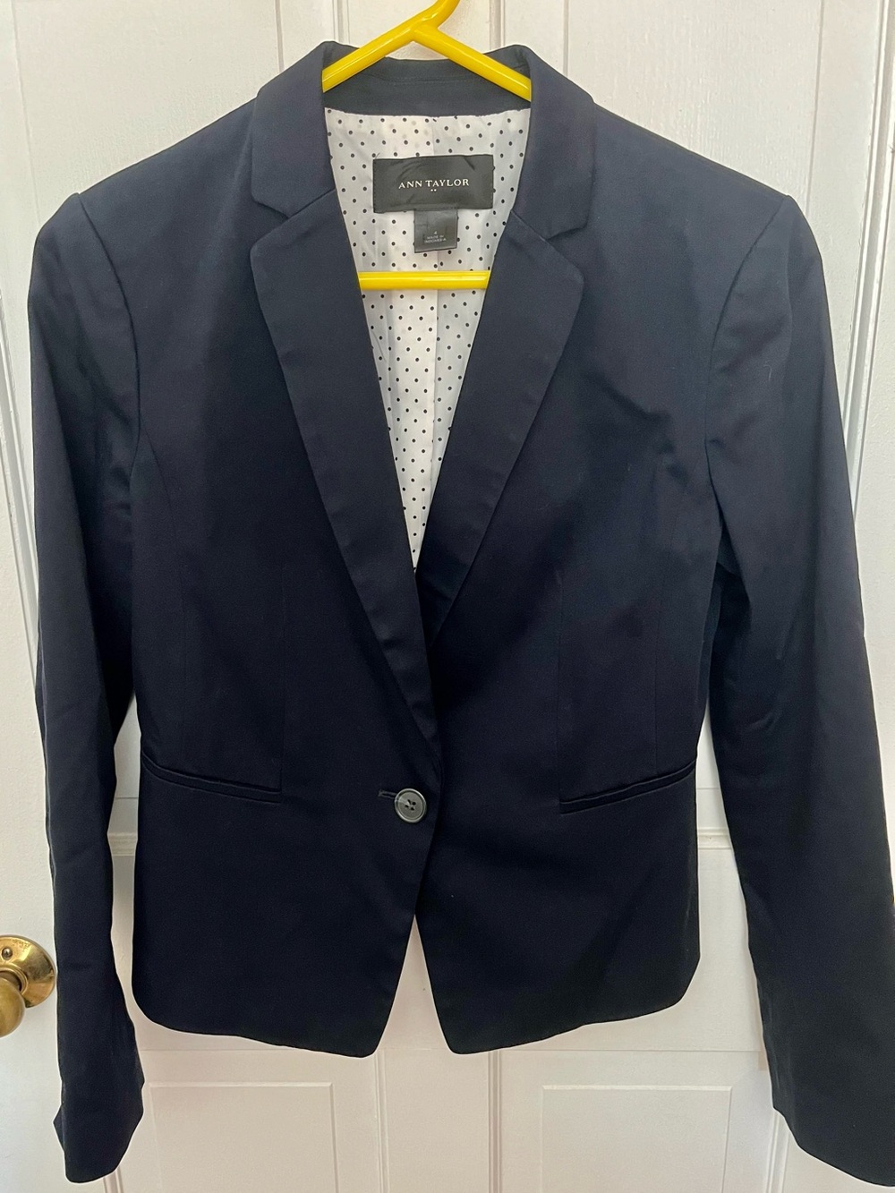 Ann Taylor Navy Single-Button Tailored Blazer